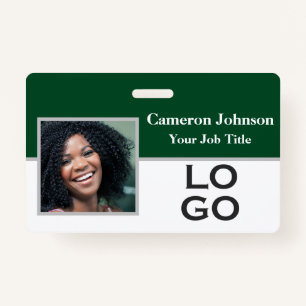 Photo Identification with Custom Logo on Green Badge