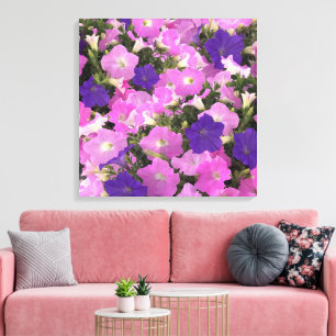 Photo Image Of Morning Glory Pink & Purple Flowers Canvas Print
