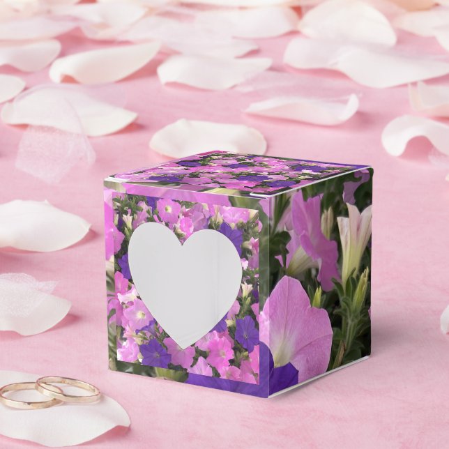 Photo Image Of Morning Glory Pink & Purple Flowers Favor Box (Wedding)