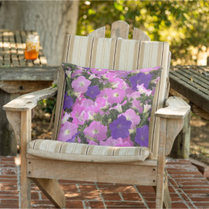 Photo Image Of Morning Glory Pink & Purple Flowers Outdoor Pillow