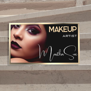 Photo Image Template Black & Gold Cream Beauty  Business Card
