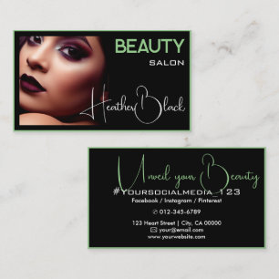 Photo Image Template Black Mint Green Thin Border  Business Card