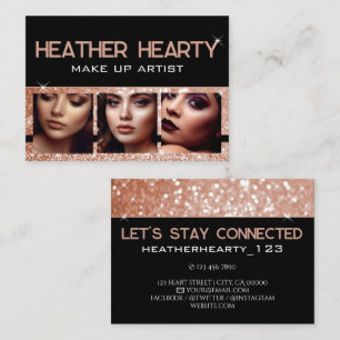 Photo Image Template Luxury Rose Gold Glitter Business Card