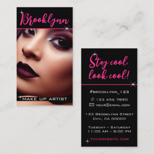 Photo Image Template Modern Cool Girly Pink Slogan Business Card