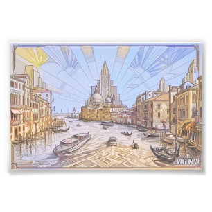 Photo Impression Art Déco Rétro du Grand Canal de Venise