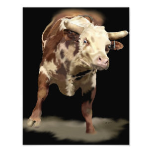 Photo Impression d'art de taureau qui rue