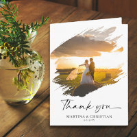 Photo in Brush Shape Wedding Thank You Folded Card