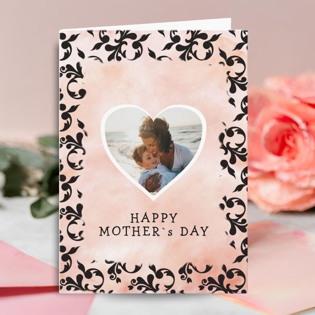 Photo in Heart Rococo Watercolor Mother`s Day Card (Creator Uploaded)