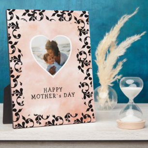 Photo in Heart Rococo Watercolor Mother`s Day Plaque