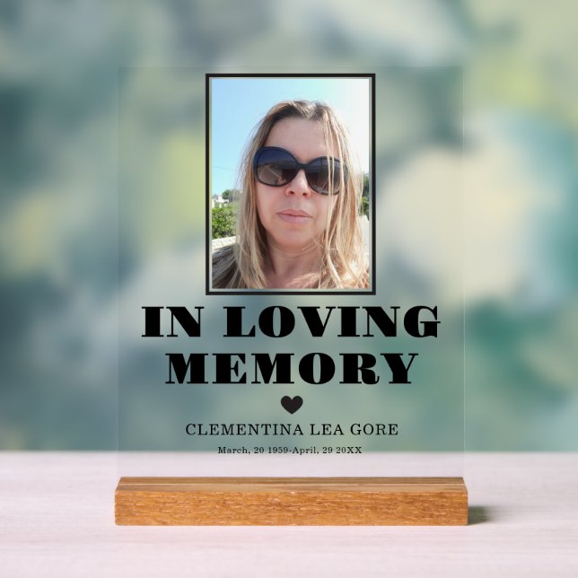 Photo In loving memory Acrylic Sign (Neutral)