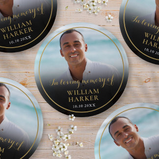Photo In Loving Memory Funeral Button