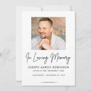 Photo In Loving Memory Funeral Memorial Keepsake Invitation