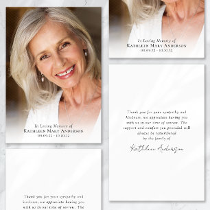 Photo In Loving Memory Funeral Sympathy Thank You Card