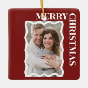 Photo in Scalloped Framed Personalized Christmas Ceramic Ornament