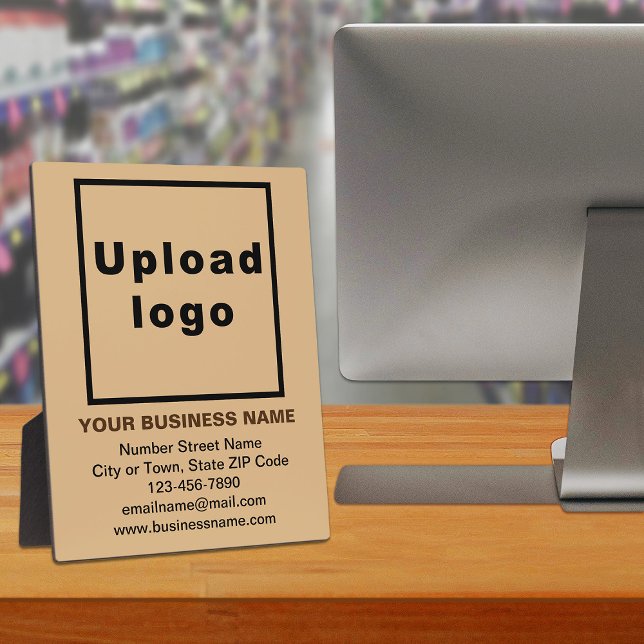 Photo Information d'affaires sur la plaque Brown légère (Advertise your business. Build brand name awareness. Your business brand on light brown plaque.)