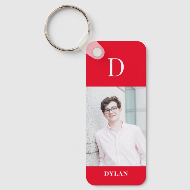 Photo Initial Editable Colour Personalized Keychai Keychain (Front)