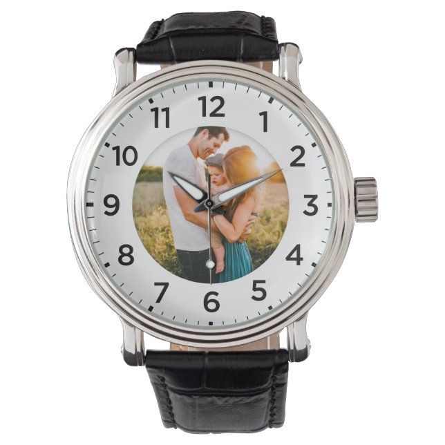 Photo Inlay Personalized Leather Watch (Front)