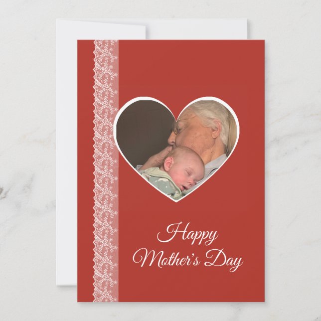 Photo inside Heart image with lace border Card (Front)