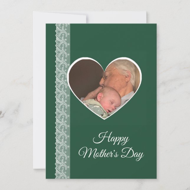 Photo inside Heart image with lace border Card (Front)