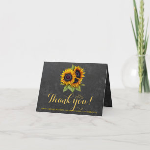 Photo inside rustic sunflowers thank you wedding card