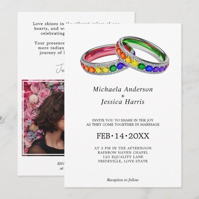 🌈 Photo Intertwined in Pride – Photo Edition Invitation (Front/Back)