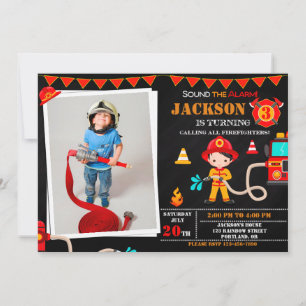 Photo Invitation d'anniversaire de pompier Camion