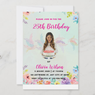 Photo Invitation d'anniversaire - Modèle modifiabl