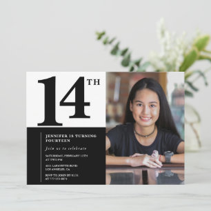 Photo Invitations à 14e anniversaire Elegant Chic