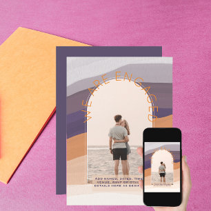 Photo Invite Dave Date Purple Orange Wedding