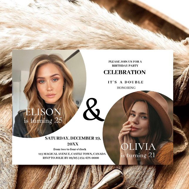  Photo Invite Double Modern Birthday Invitation (Creator Uploaded)