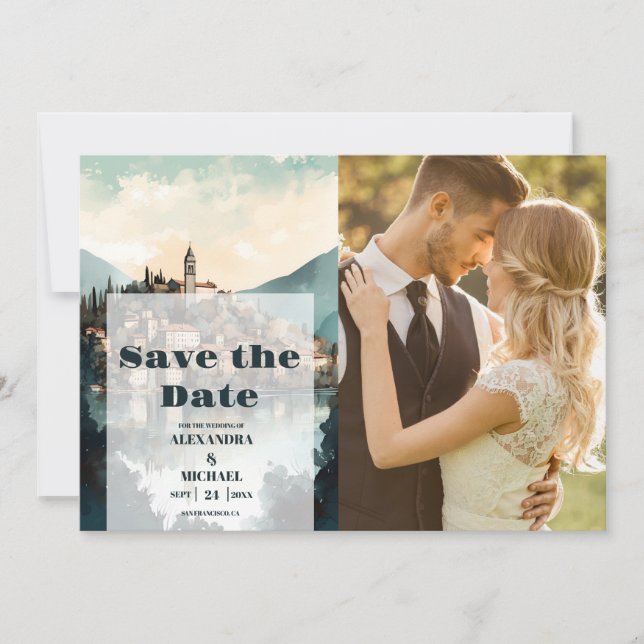 Photo Italy Lake Como Destination Wedding Save The Date (Front)