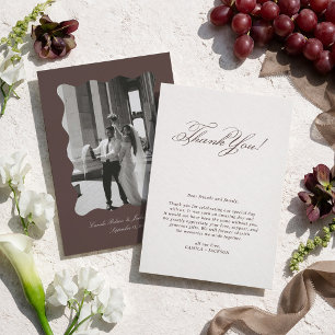 Photo Ivory and Brown Wedding Thank You Card