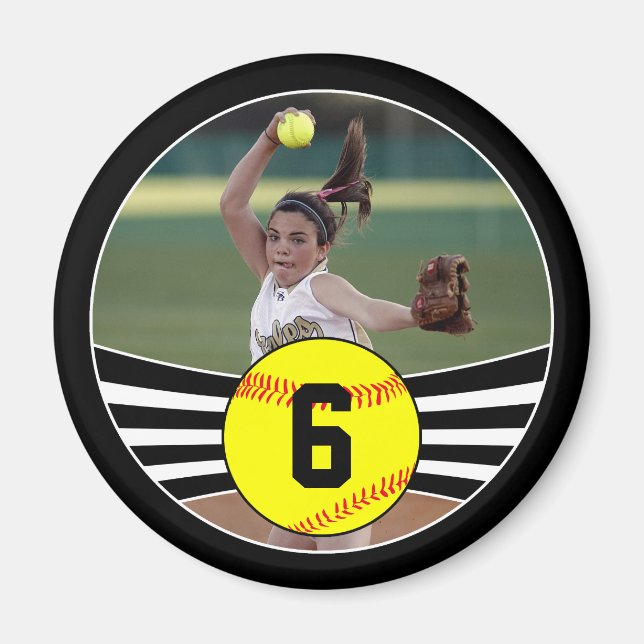 Photo & Jersey Numéro Fastpitch Softball Magnet (Devant)