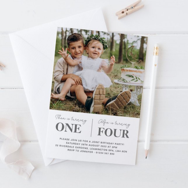 Photo Joint First Birthday Invitation  (Creator Uploaded)