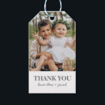 Photo Joint Thank You Gift Tags<br><div class="desc">A modern joint Birthday thank you favour tag,  featuring your own photo.</div>