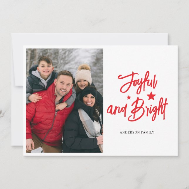 Photo Joyful Bright. Christmas Holiday Card (Front)