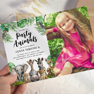 Photo Jungle Party Animals Invitation