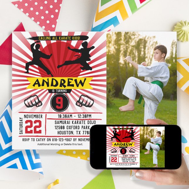 Photo Karate Kid Martial Arts Cobra Kai Invitation (Creator Uploaded)