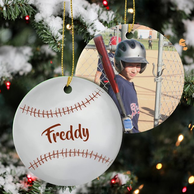 Photo Keepsake Baseball Personalized  Ceramic Ornament (Baseball Photo Personalized Ornament.)