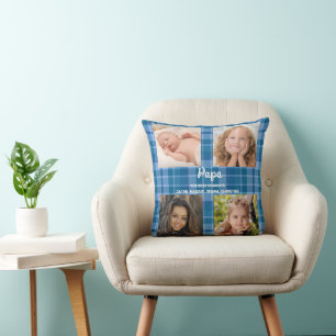 Photo Keepsake Plaid Family Throw Pillow
