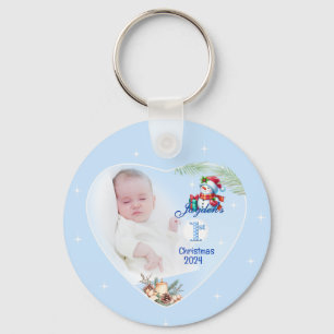 Photo Keychain keepsake - baby boys 1st Christmas