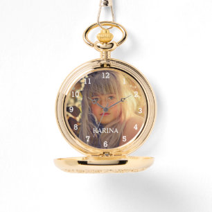 Photo Kids Family Name Elegant Birthday Modern Watch