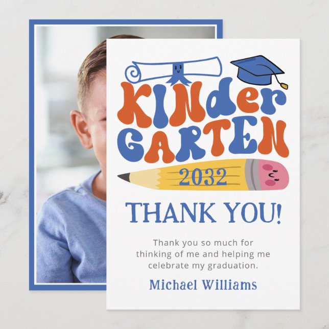 Photo Kindergarten Graduation 2024 Thank You Card (Front/Back)