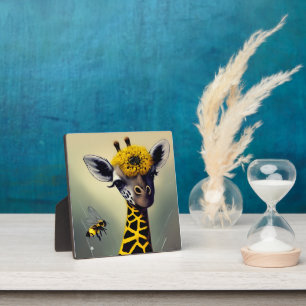 Photo La plaque de table fantaisiste girafe bourdon