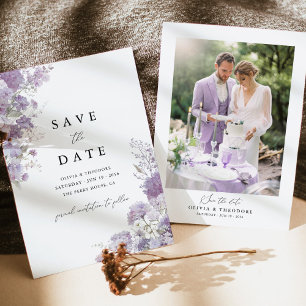 Photo Lavender Floral Elegant Wedding Save the Dat Date