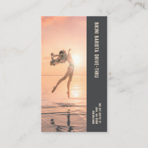 Photo Leap Bikini Barista Double Number Coffee Loyalty Card