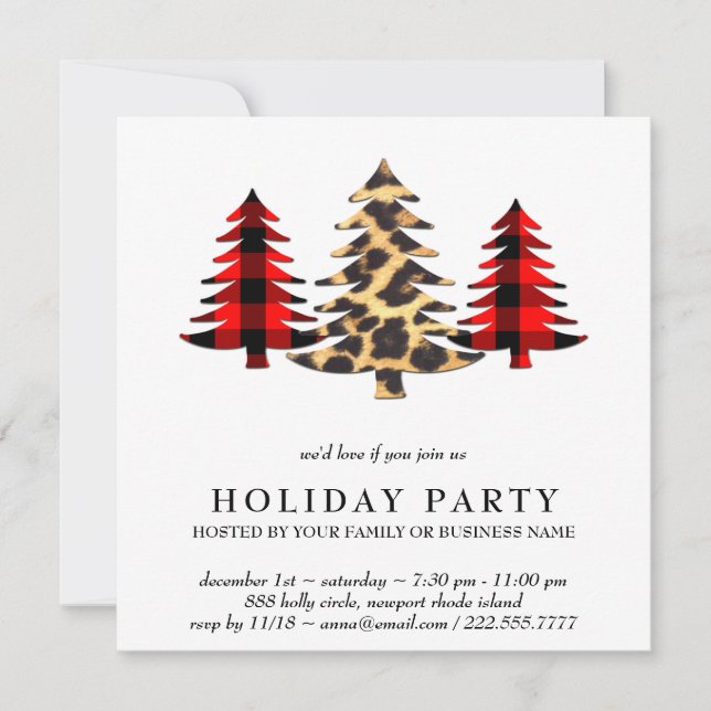 *~* PHOTO Leopard Plaid AP20  Christmas  Party   Invitation (Front)
