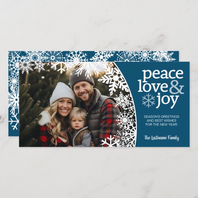 Photo - Let It Snow - Blue white Holiday Card (Front/Back)