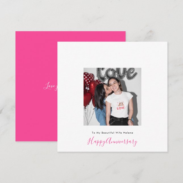 Photo LGBT Lesbian Love Wife Anniversary Card (Front/Back)