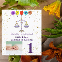 Photo & Libra Birthday with Gold & Balloons
